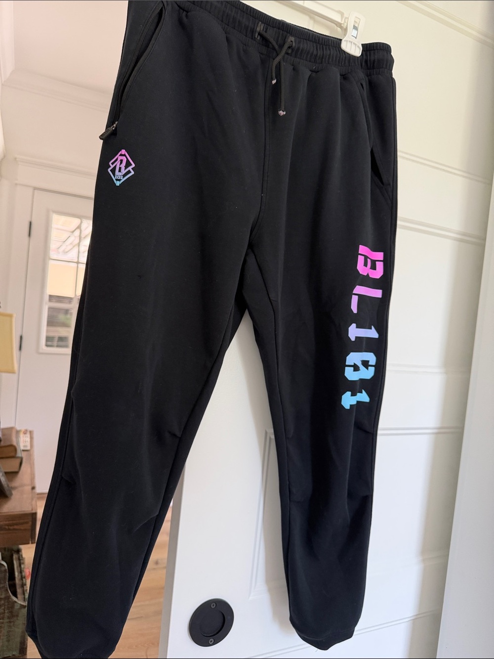Never worn men’s Med bsbl101 Jogger Sweatpants with Pink & Blue Ombre Logo